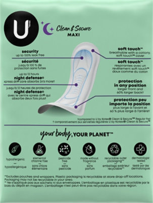 U by Kotex Clean & Secure Overnight Maxi Pads - 14 Count - Image 9