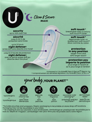 U by Kotex Clean & Secure Overnight Maxi Pads - 14 Count - Image 9