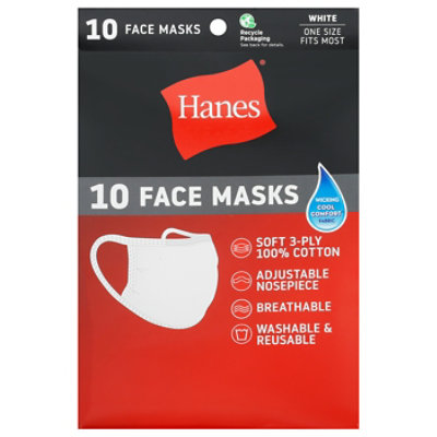 Hanes Face Mask White - 10 CT - Vons