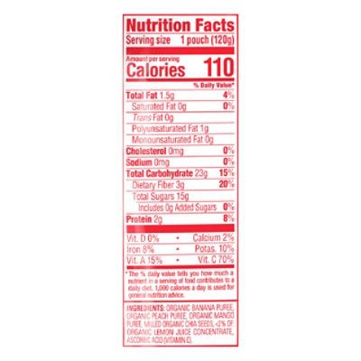 Happy Tot Organics Banana Peach & Mango Pouch - 4.22 Oz - Image 2