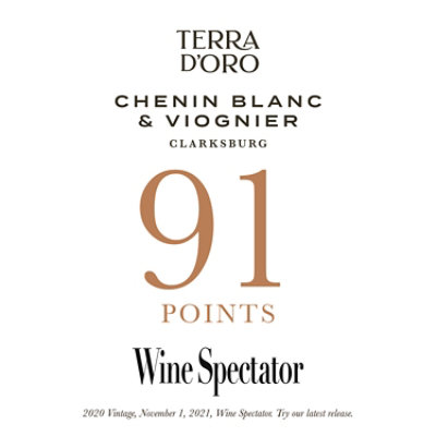 Terra d'Oro Chenin Blanc Viognier White Wine Bottle - 750 Ml - Image 3