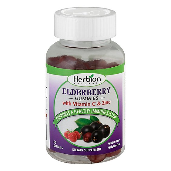 Herbion Naturals Elderberry Gummies With Vitamin C & Zinc - 60 Count