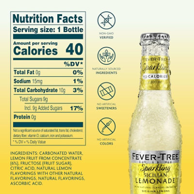Fever-Tree Sparkling Lemon Water - 4-6.8 Fl. Oz. - Image 2