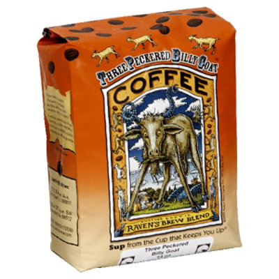 Raven's Brew Trhee Billy Goat Whole Bean Coffee - 12 OZ - Image 1