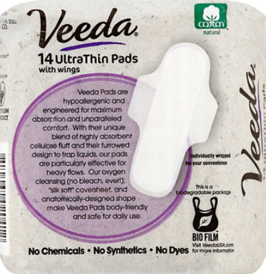 Veeda Ultra Thin Pads W Wings - 14 CT - Image 3