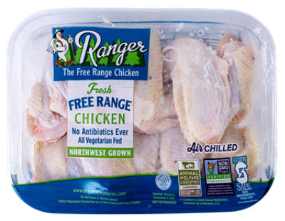 Ranger Chicken Wing Bone-in Skin-on Non GMO From Farms in the Pacific NW Air Chilled - 1 lb - Image 1