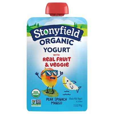 Stonyfield Pear Spinach Mango Whole Milk Pouch - 3.5 OZ - Image 1