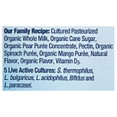 Stonyfield Pear Spinach Mango Whole Milk Pouch - 3.5 OZ - Image 4