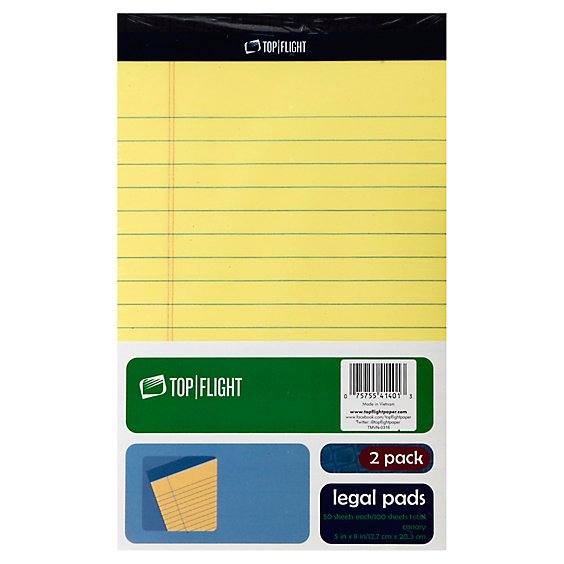 Topflight 2 Pack Canary Legal Pads - 2 CT