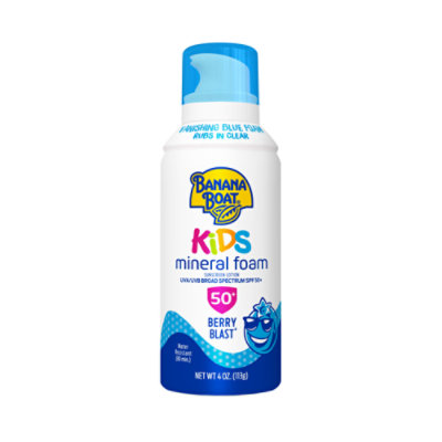  Banana Boat Kids Mineral Foam Berry Blast Sunscreen Broad Spectrum SPF 50 - 4 Oz 
