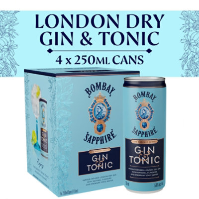 Bombay Ready to Drink Gin and Tonic Can - 4-250 Ml - Image 1