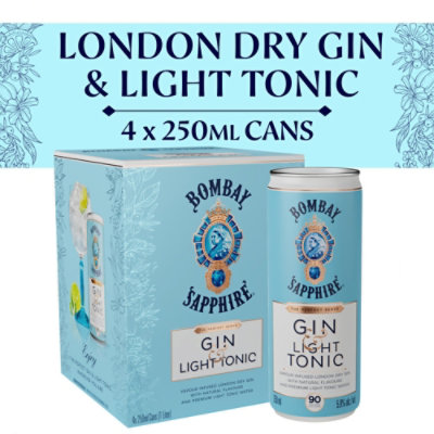 Bombay Sapphire Gin & Light Tonic Can - 4-250 ML