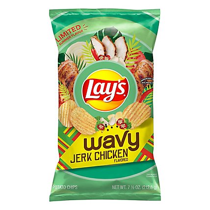 Lays Wavy Potato Chips Jerk Chicken Flavored - 7.5 OZ - Image 1