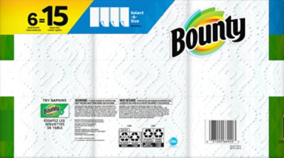 Bounty Select A Size Double Plus Roll White Paper Towels - 6 Roll - Image 4