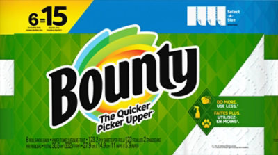 Bounty Select A Size Double Plus Roll White Paper Towels - 6 Roll - Image 2