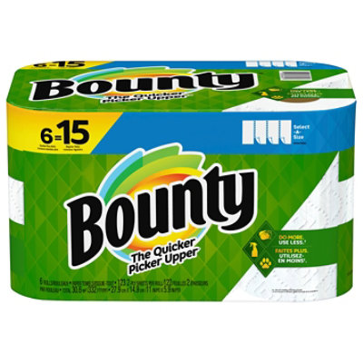 Bounty Select-A-Size Paper Towels, 8 Double Plus Rolls White, 123 Sheets  Per Roll