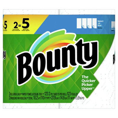 Bounty Select A Size Double Plus Rolls 2 Ply White Paper Towels - 2 Count