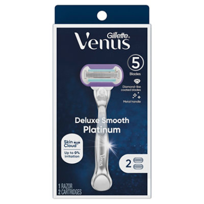 Gillette Venus Deluxe Smooth Platinum Womens Razor Handle + 2 Blade Refills - Each - Image 8