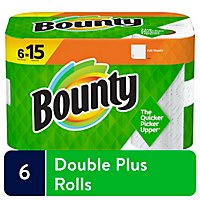 Bounty Double Plus Roll White Paper Towels - 6 Roll - Image 2