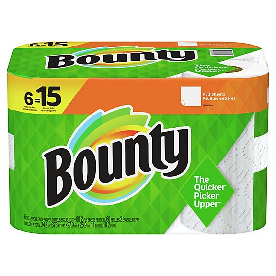 Bounty Double Plus Roll White Paper Towels - 6 Roll