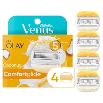 Gillette Venus ComfortGlide Plus Olay Coconut Womens Razor Blade Refills - 4 Count - Image 1
