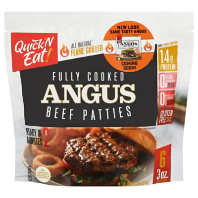 Quick Wdent Fully Cooked Angus Beef Patties - 1.125 LB