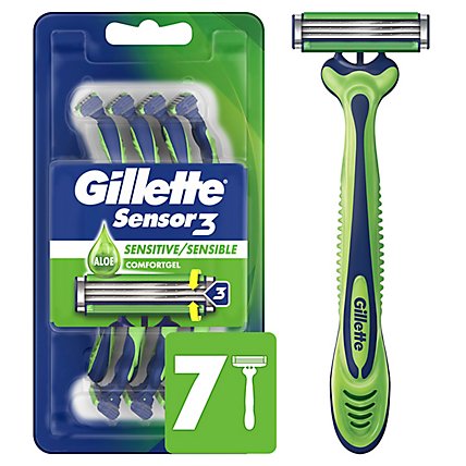 Gillette Sensor3 Mens Razor Disposable Sensitive - 7 Count - Image 2