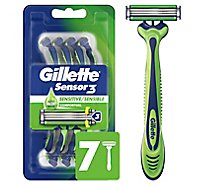 Gillette Sensor3 Mens Razor Disposable Sensitive - 7 Count