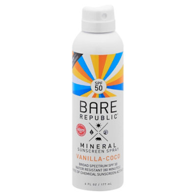 Bare Republic Mineral Spray Vanilla Coco Spf 50 - 6 OZ 