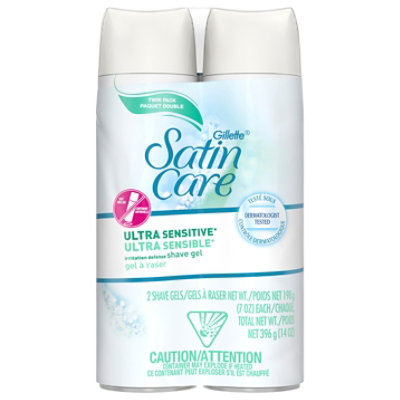 Gillette Satin Care Ultra Sensitive Shave Gel Twin Pack - 14 Oz