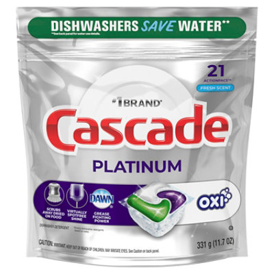 Cascade Platinum Oxi Fresh Scent Dishwasher Pods ActionPacs - 21 Count - Image 1