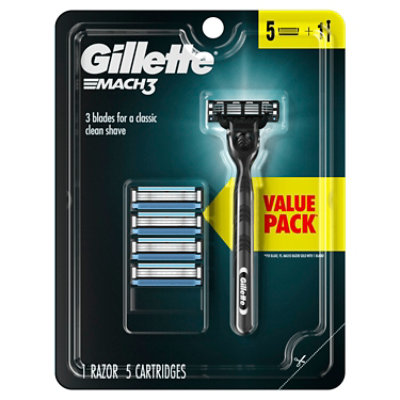 Gillette Mach3 Mens Razor Handle With 5 Blade Refills - Each - Image 2