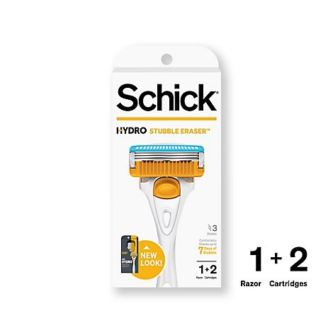 Schick Hydro Skin Comfort Stubble Eraser Mens Razor With 1 Razor Handle and 2 Refills - Each