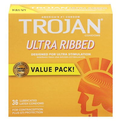 Trojan Ultra Ribbed Condoms For Ultra Stimulation Pack - 36 Count - Image 3