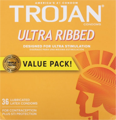 Trojan Ultra Ribbed Condoms For Ultra Stimulation Pack - 36 Count - Image 2