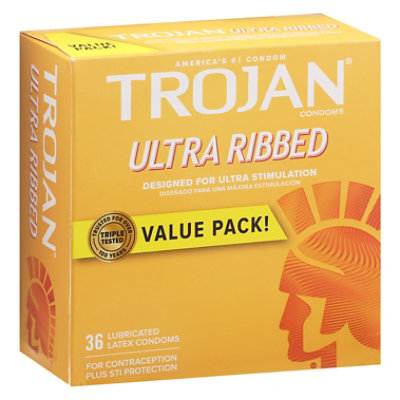 Trojan Ultra Ribbed Condoms For Ultra Stimulation Pack - 36 Count - Image 1