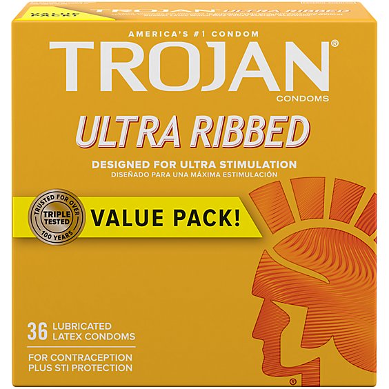 Trojan Ultra Ribbed Condoms For Ultra Stimulation Pack - 36 Count