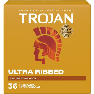 Trojan Condom Lubricated Ribbed - 36 CT