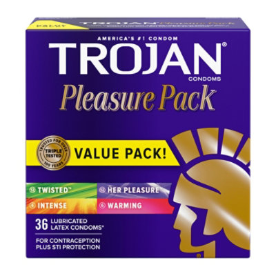 Trojan Pleasure Pack Assorted Lubricated Condoms Value Pack - 36 Count - Image 1