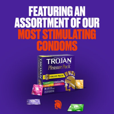 Trojan Pleasure Pack Assorted Lubricated Condoms Value Pack - 36 Count - Image 2