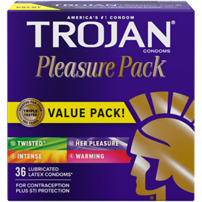 Trojan Pleasure Variety Pack Lubricated Latex Condoms, 40 Count