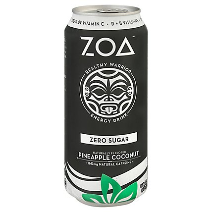 Zoa Energy Drink Pineapple Coconut Zero Sugar - 16 FZ - Image 1