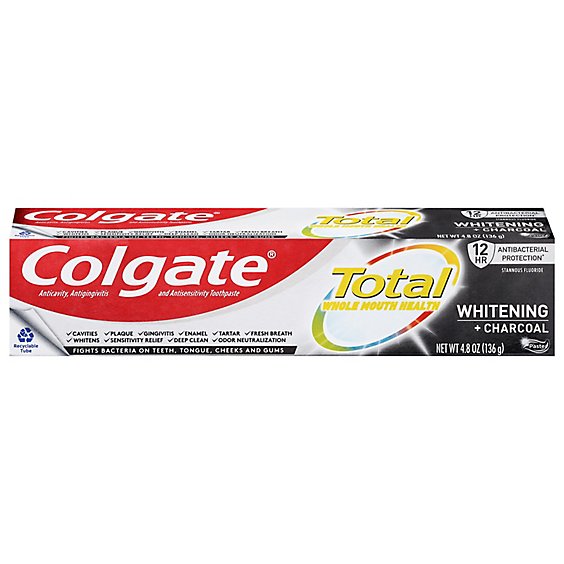 Colgate Total Toothpaste Whitening + Charcoal - 4.8 Oz