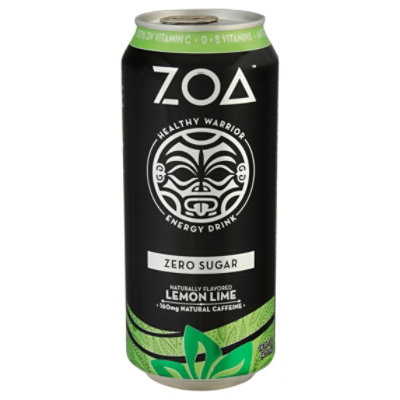 ZOA Zoa Energy Drink Lemon Lime Zero Sugar - 16 FZ - safeway