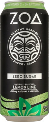 Zoa Energy Drink Lemon Lime Zero Sugar - 16 FZ - Image 2