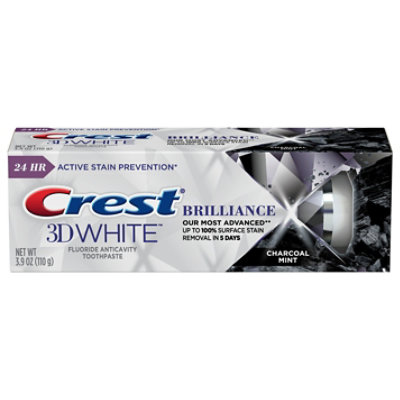 Crest 3D White Toothpaste Fluoride Anticavity Brilliance Charcoal Mint - 3.9 Oz