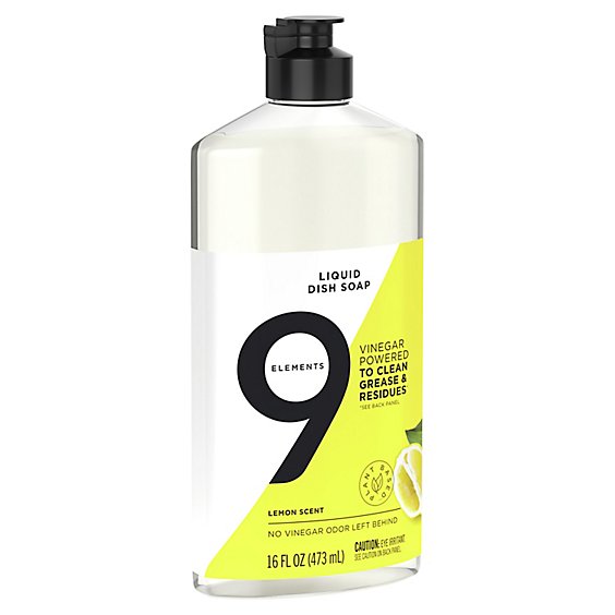9 Elements Dishwashing Liquid Dish Soap Lemon Scent Cleaner - 16 Oz