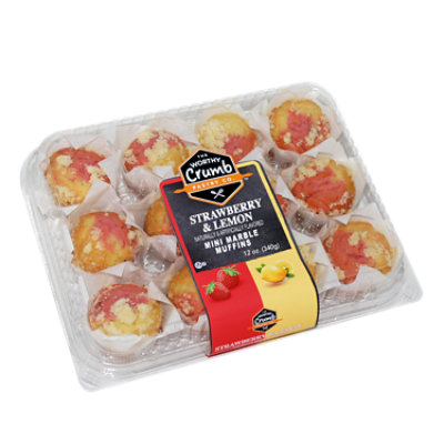 The Worthy Crumb Dual Strawberry Lemon Marble Mini Marble Muffins - 12 OZ