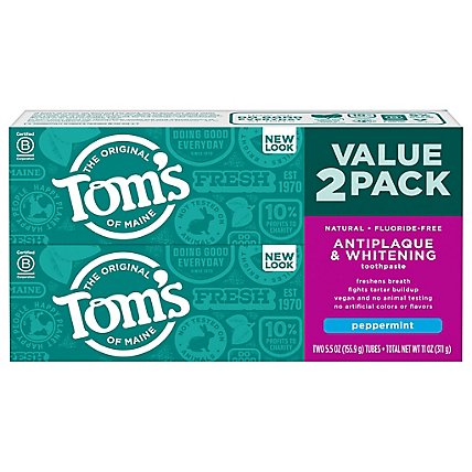 Toms Peppermint Whitening Toothpaste - 2-5.5 OZ - Image 2