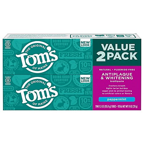 Toms Peppermint Whitening Toothpaste - 2-5.5 OZ